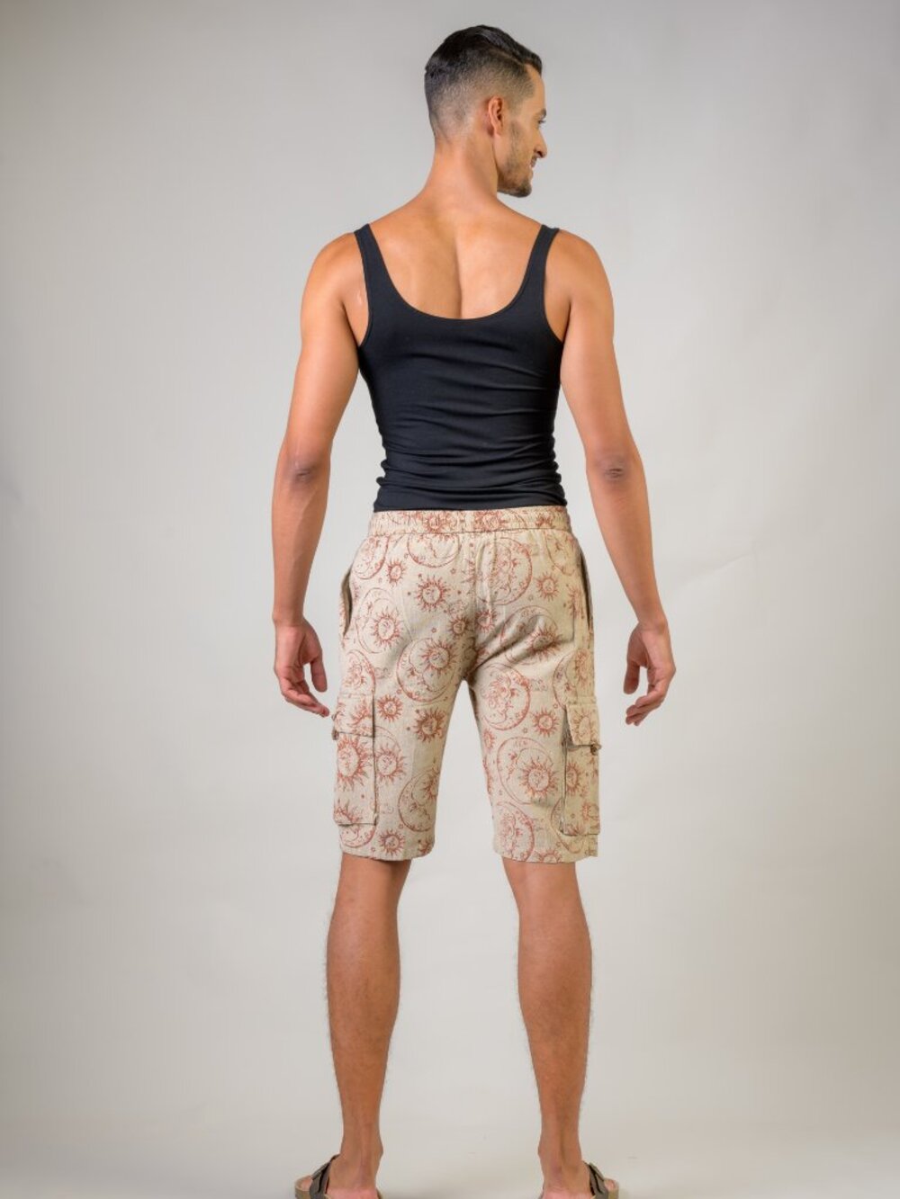 35.) Rhea Sun Moon Print Shorts - Picture 4 of 4